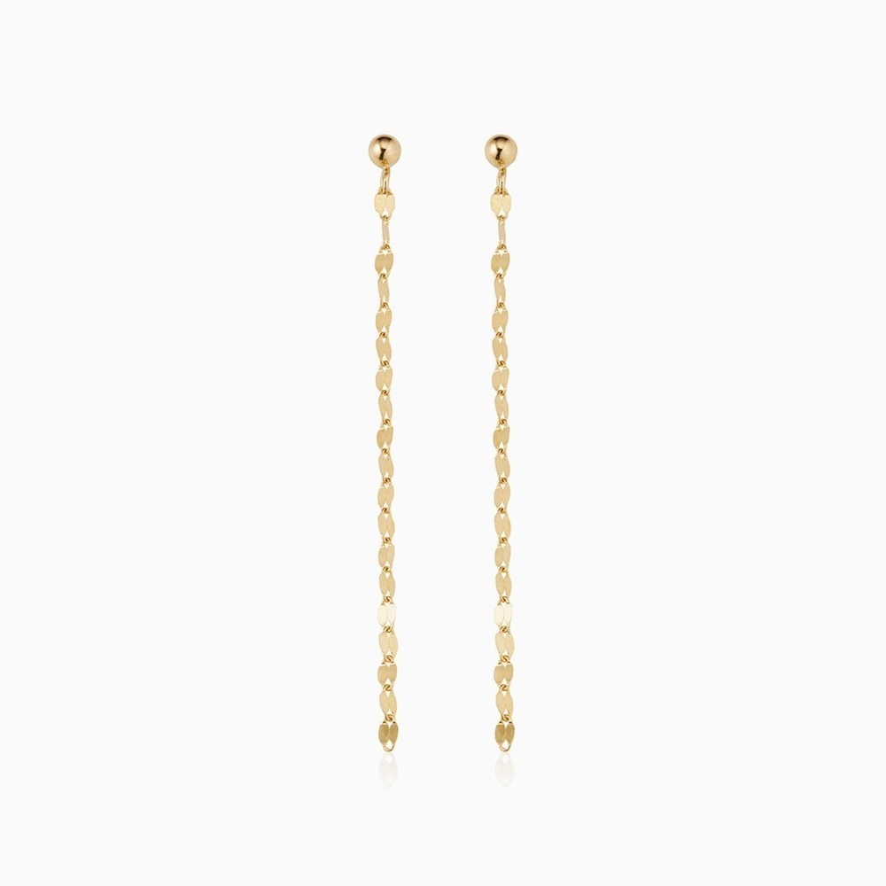 14K Gold Vermeil Elegant Gold duster threader Dangle Earrings - Picture 2 of 3